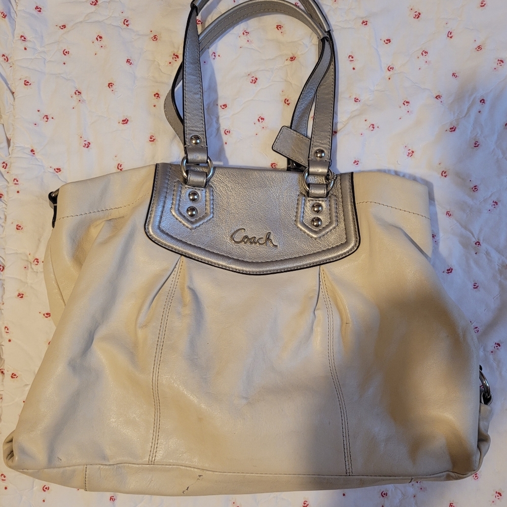 Coach Ashley Leather Cream Bag
